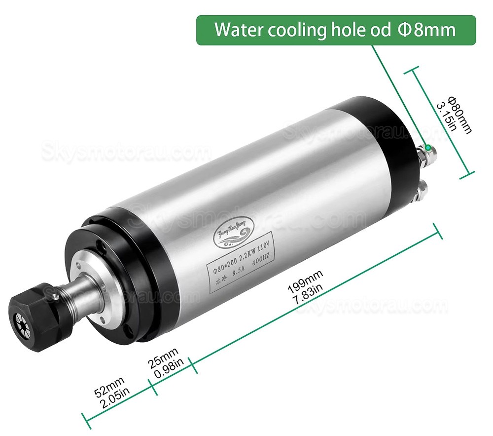 2.2KW VFD Spindle Kit OSP001699 Indc. Water Cooled Spindle Motor + VFD + Water Pump + 13Pcs ER20 Collet + Bracket